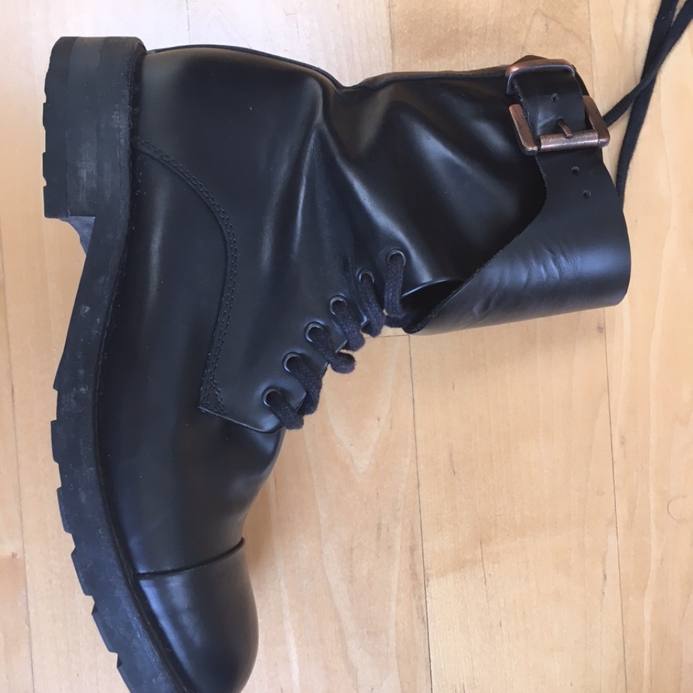 Hope Sthlm Black Leather Combat Boots